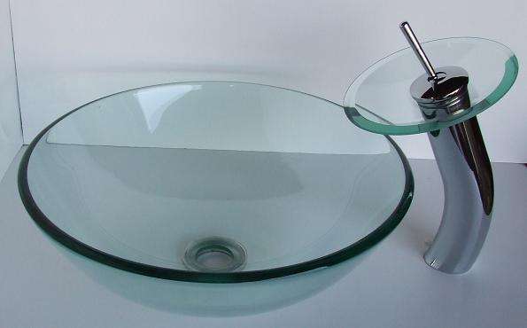 Clear Tempered Glass Basin (Round), FREE pop-up drain