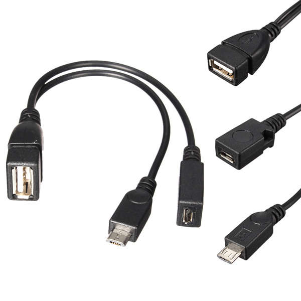 Micro Female+Male Port+USB2.0 Host OTG Hub Cable Line Adapter For Tablet