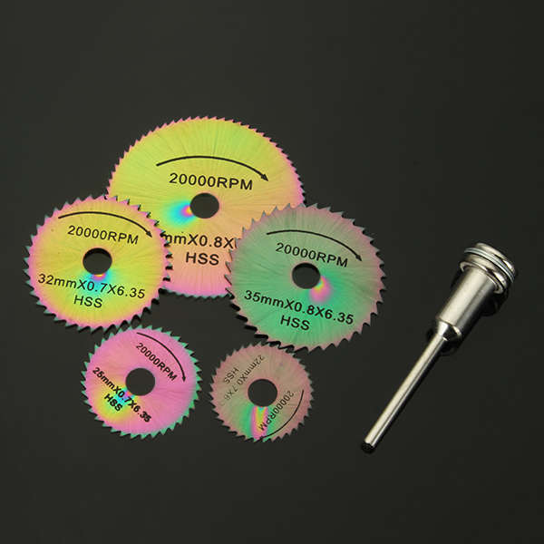 Drillpro 6pcs HSS Circular Saw Blades Set Colored Saw Blades for Dremel Rotary Tools