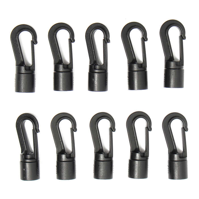 10pcs Shock Cord End Hooks for 8mm Bungee Cord Elastic Cord Black Packing