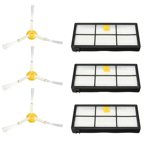 6pcs Vaccum Cleaner Filters Brush Pack Kit for iRobot Roomba 800 Series 870 880