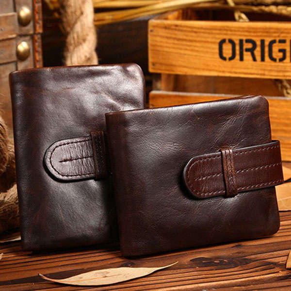 Men Genuine Leather Wallet Card Holder Pocket Vintage Short Design Purse