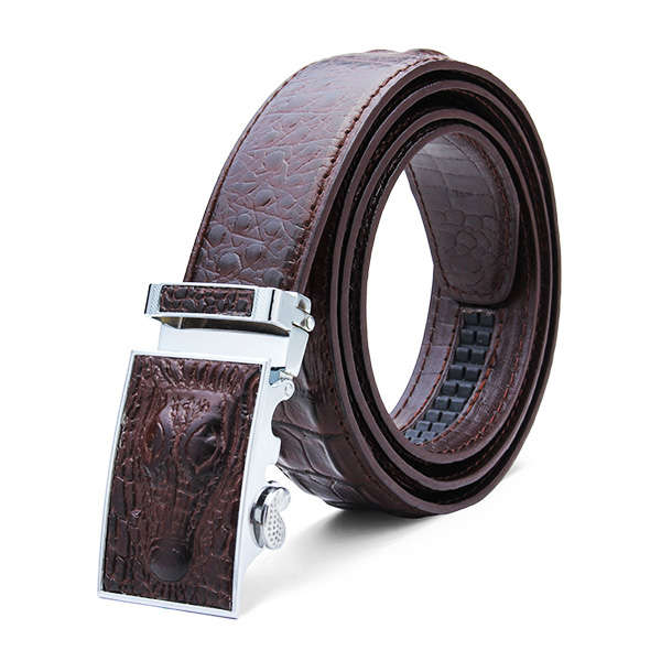 125CM Men's Belt Crocodile Grain Automatic Buckle PU Strip