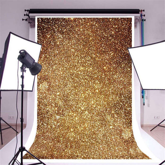 3X5ft Vinyl Golden Glitters Photography Background Backdrop Photo Studio Prop - 0.15kg