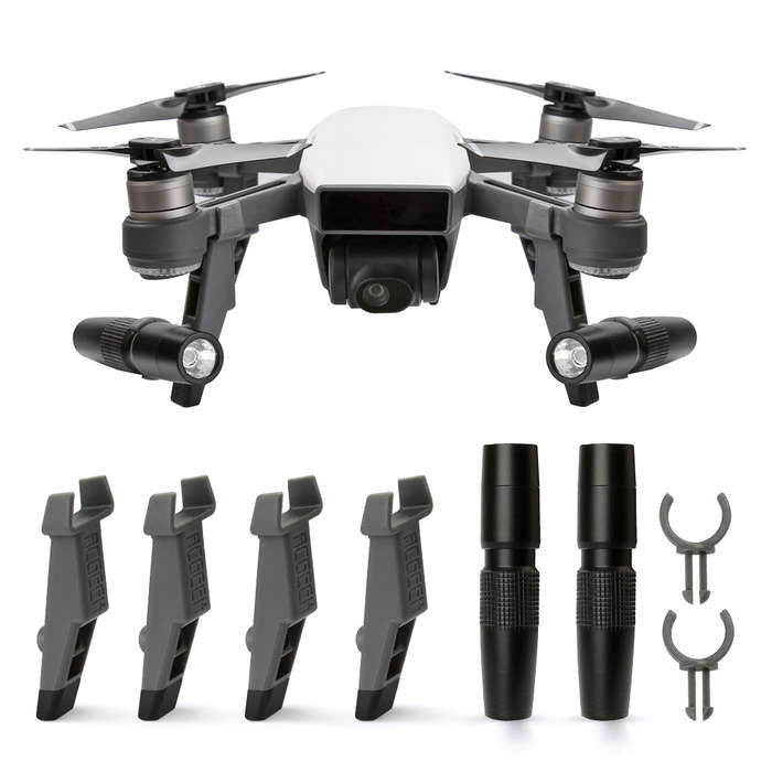 Rcgeek Extended Damping Landing Skids Landing Gear LED Headlamp Light Set For DJI Spark - 0.02kg