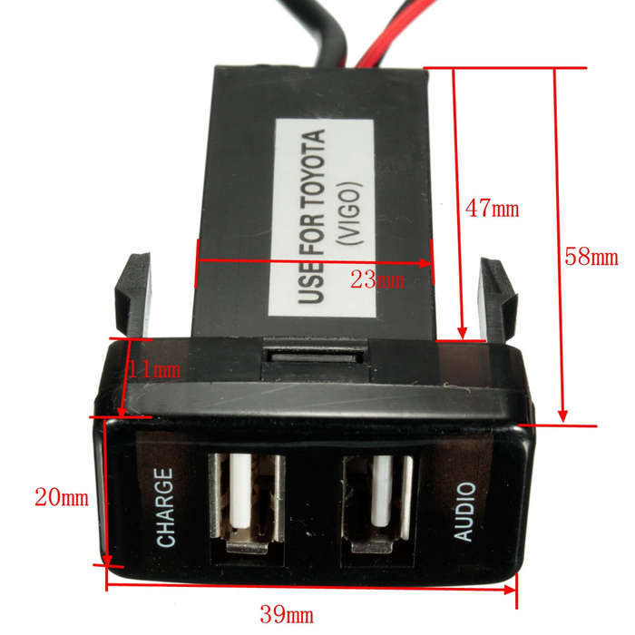 12V 5V 2.1A USB Port Cell Phone Mp3 Charger & Audio Input For Toyota Lexus Scion