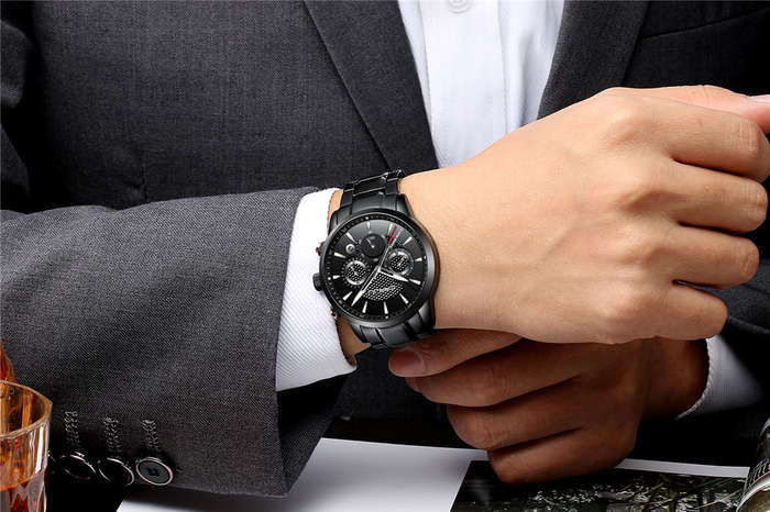 CRRJU 2212 Waterproof Calendar Men Watches Fashionable Stainless Steel Strap Quartz Watch - 0.15kg