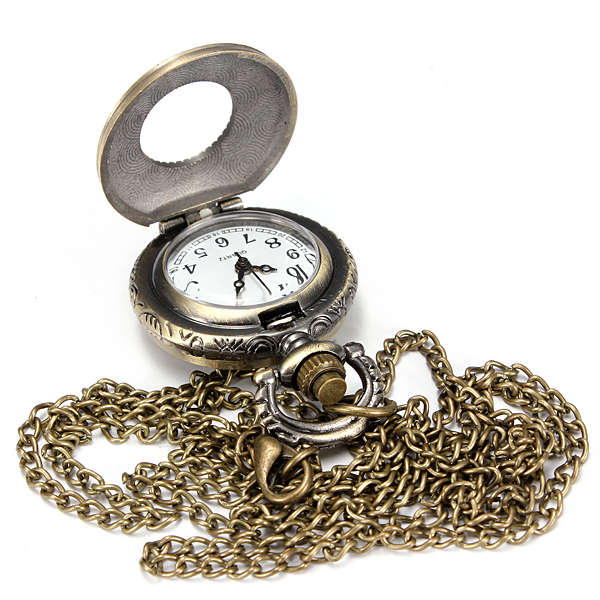 DEFFRUN Vintage Roma Steampunk Quartz Pendant Necklace Women Pocket Watch - 0.02kg