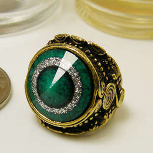green eye vintage style rings