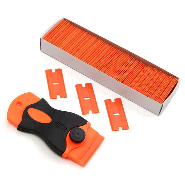 Plastic Retractable Razor Blade Scraper With 100pcs 1.5inch Replace Blade