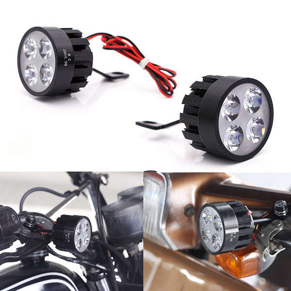 Pair 10V-85V DC 12W LED Light Motorcycle Scooter Bicycle Rearview Mirror Lamp Handlebar