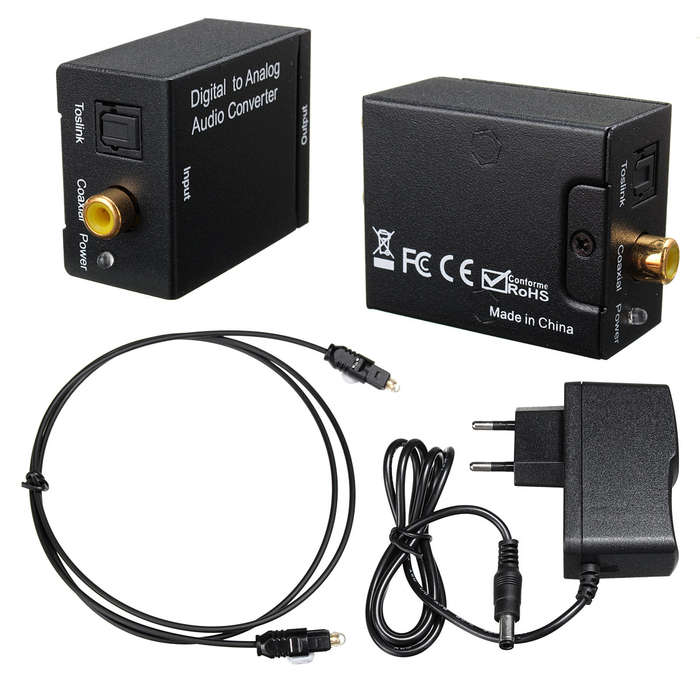 3.5mm Optical Coaxial Toslink Digital to Chic Audio Converter Adapter RCA L/R