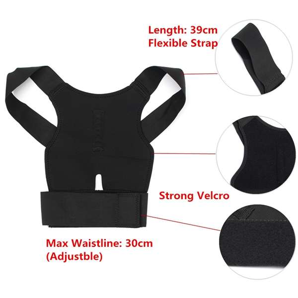 Back Support Belt Lumbar Shoulder Posture Spine Correction Straighten Brace