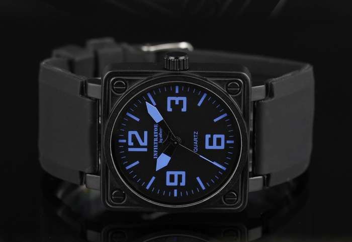 INFANTRY MILITARY CO. Infiltrator Square Dial Red Trim Watch  BOXED, FULLY LOADED!