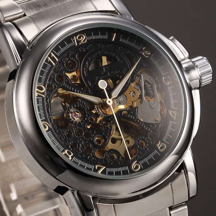ENDS @ 1:45pm!! KRONEN & SOHNE **BLACK GOLD** Warrior Automatic Mechanical Leather Watch BRAND NEW