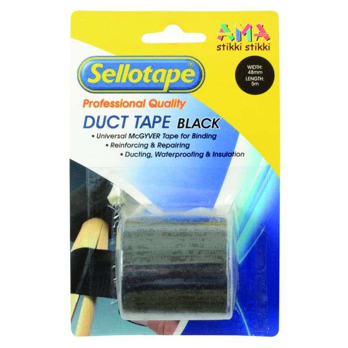 Sellotape Black Waterproof Duct Tape 48mm x 5m