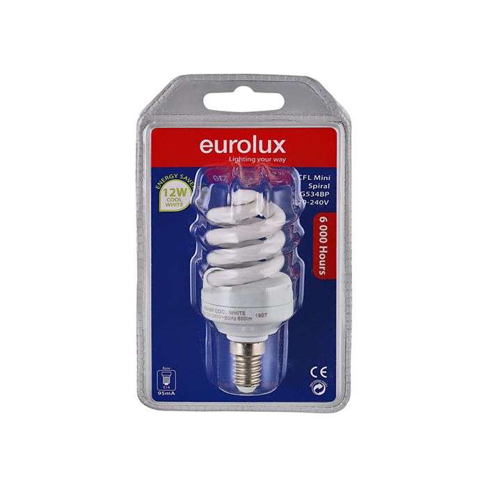 Eurolux 12W Cool White E14 Mini Spiral Lamp