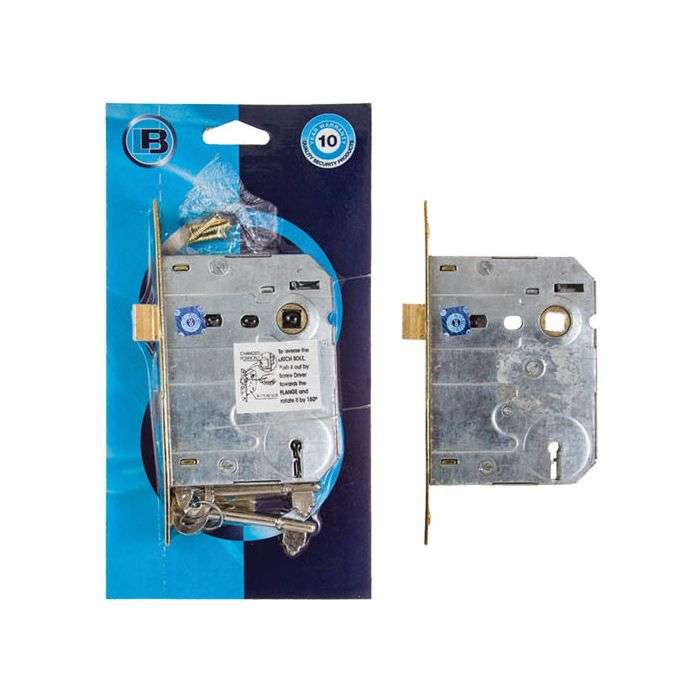 L&B Brass Plated 2 Lever Mortice Lock