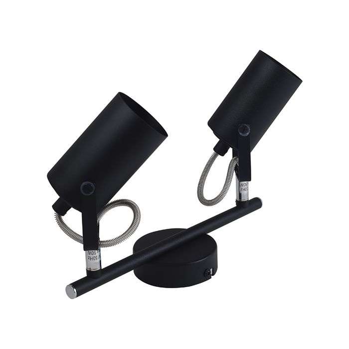 Bright Star Black Metal & Polished Chrome 2-Light Spotlight