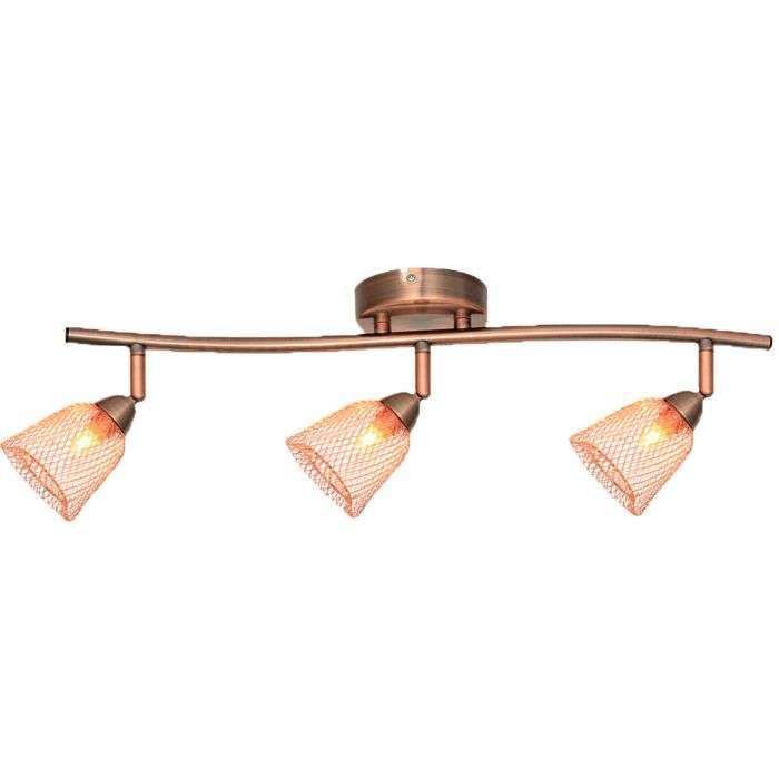 Radiant Antique Copper 3-Light Mesh Bar Spotlight