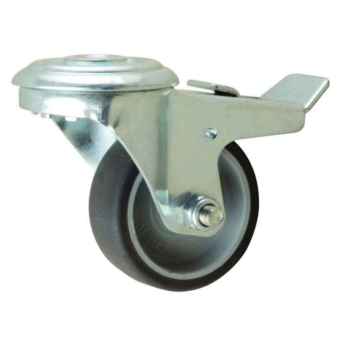 Castor & Ladder Swivel Castor Wheel With Bolt Hole & Brake 50mm