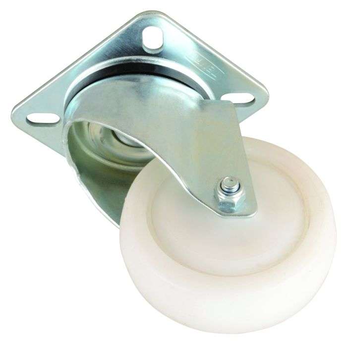Castor & Ladder White Polyprop Swivel Castor Wheel 100mm