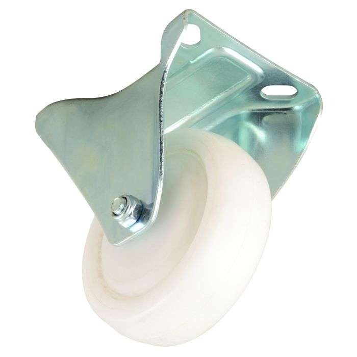 Castor & Ladder White Polyprop Fixed Castor Wheel 100mm