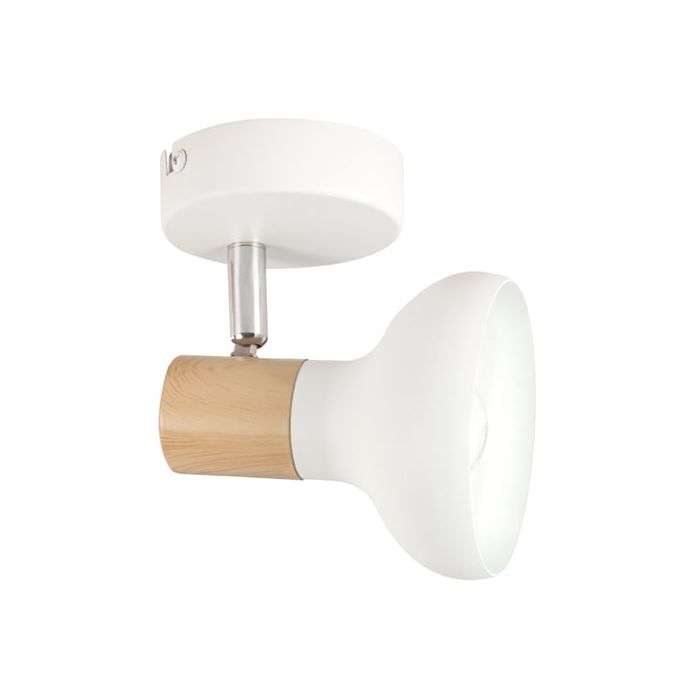 Bright Star White & Wood Finish 1-Light Spotlight