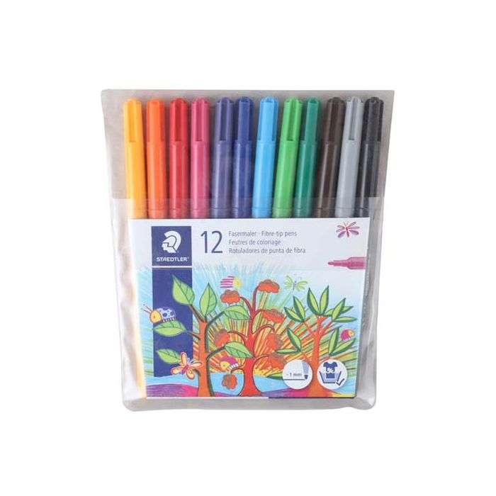 Staedtler Regular Ribre Tip Pen - 12 Pack