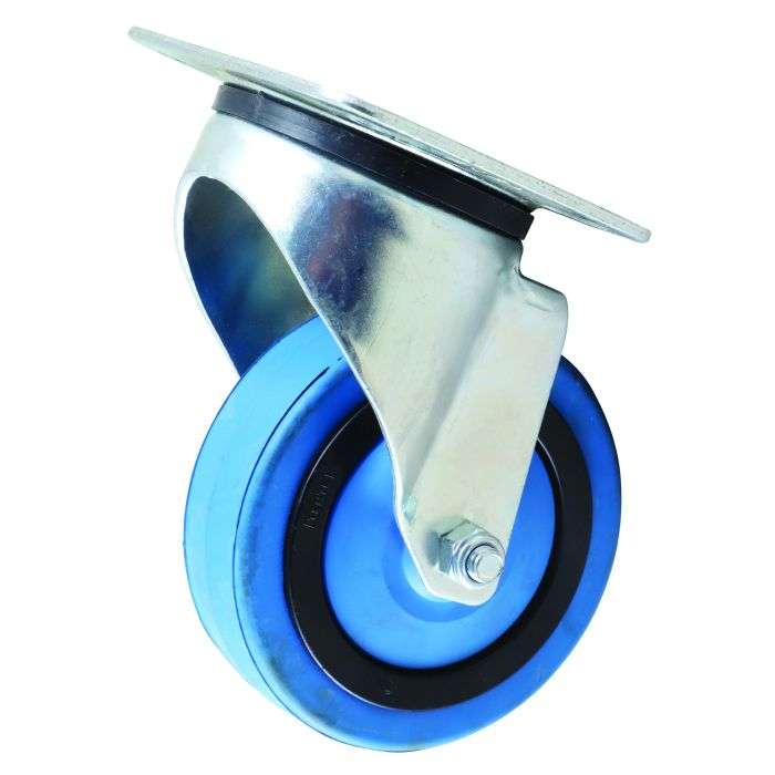 Castor & Ladder Blue Elastic Swivel Castor Wheel 100mm