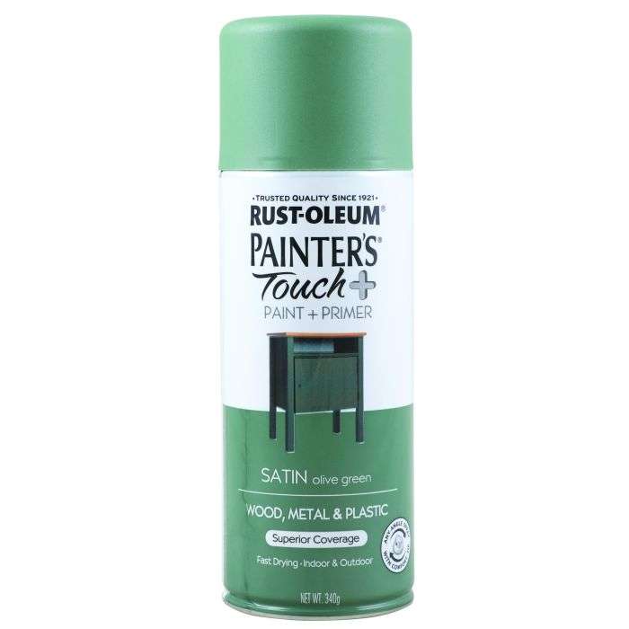 Rust-Oleum Painter's Touch Plus Satin Spray Paint Olive Green 340g