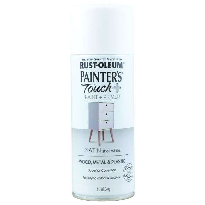 Rust-Oleum Painter's Touch Plus Satin Shell Spray Paint White 340g