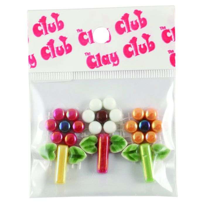The Clay Club Assorted Clay Small Glass flower Mosaic Tiles