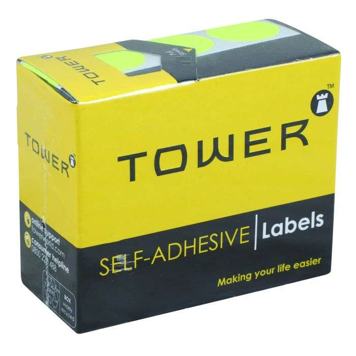 Tower Fluorescent Lime 19mm Diameter Craft Labels