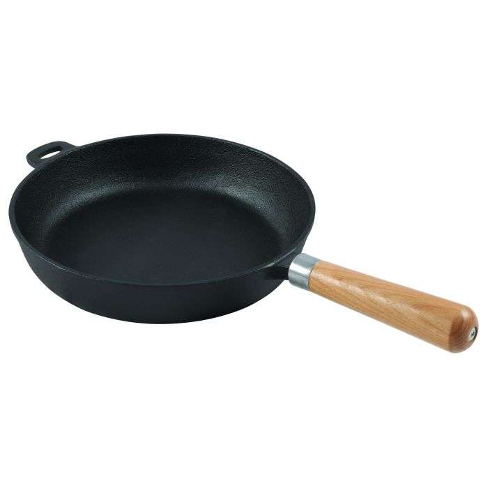 LK's Wooden Handle Cast Iron Frying Pan 26Cm