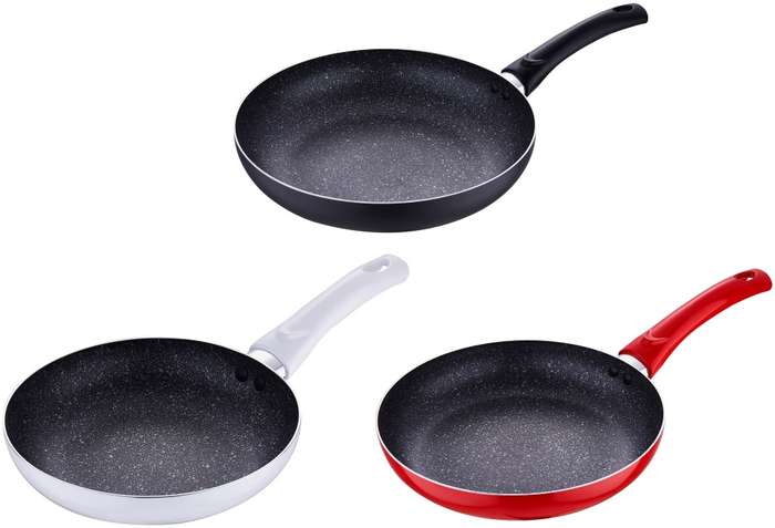 Blaumann ( From Hungary ) 3-Piece Marble Coating Fry Pan Set - Three Colors " Red - Black - White "