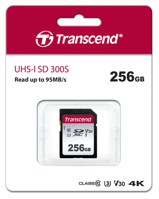 Transcend 300S 256Gb Sdxc Card Class 10 U3 V30 Uhs-1 High-Speed And Reliable Storage