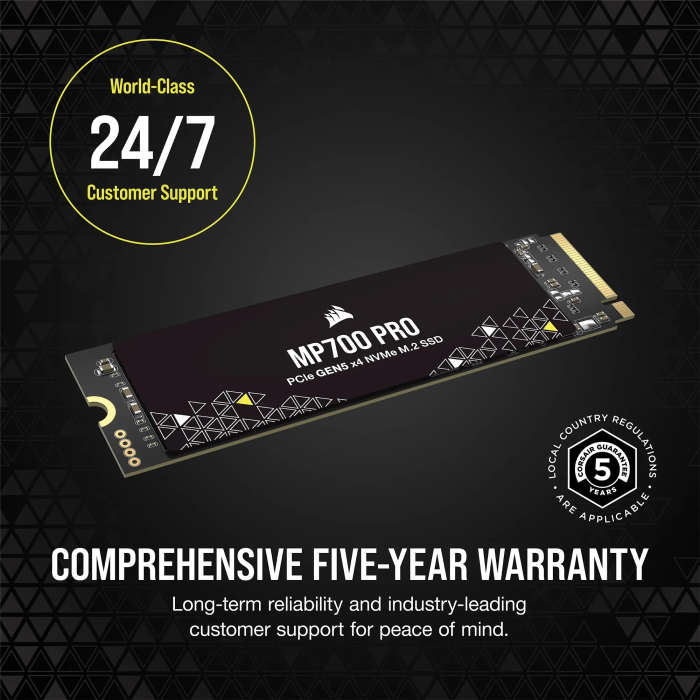 Corsair MP700 PRO 1TB M.2 NVMe PCIe Gen. 5 x4 SSD (no heatsink).