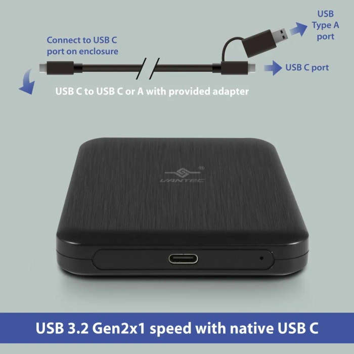 Vantec Nexstar Jx Nst-258B3 Usb 3.2 Gen 2X1 Type C & Type A Comatible 2.5Inch Disk Enclosure