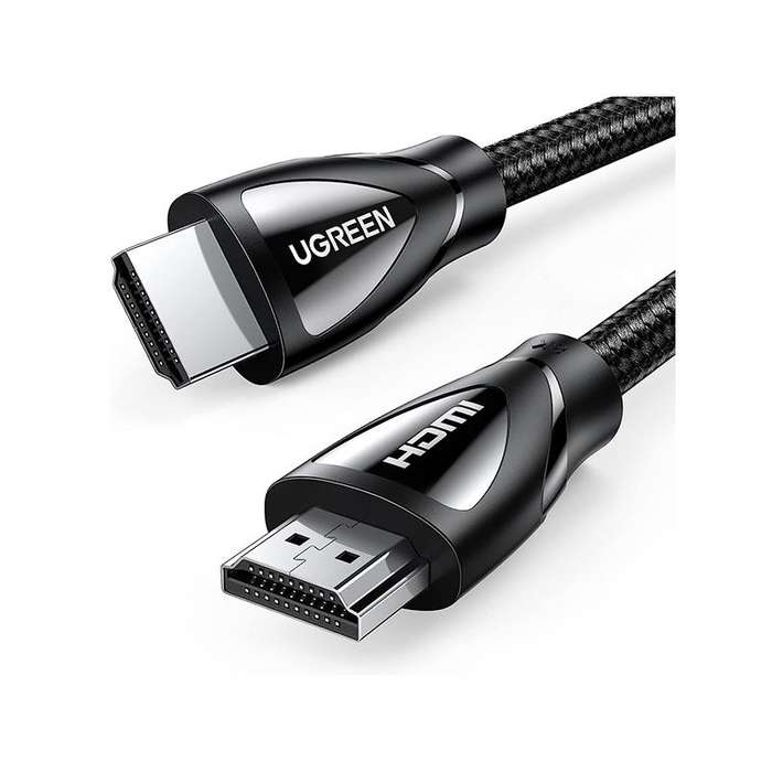 UGreen 80401 HDMI V2.1 Male To Male 8K@60Hz 1m Braided Cable With Solid Nickle Plated Connector, ...