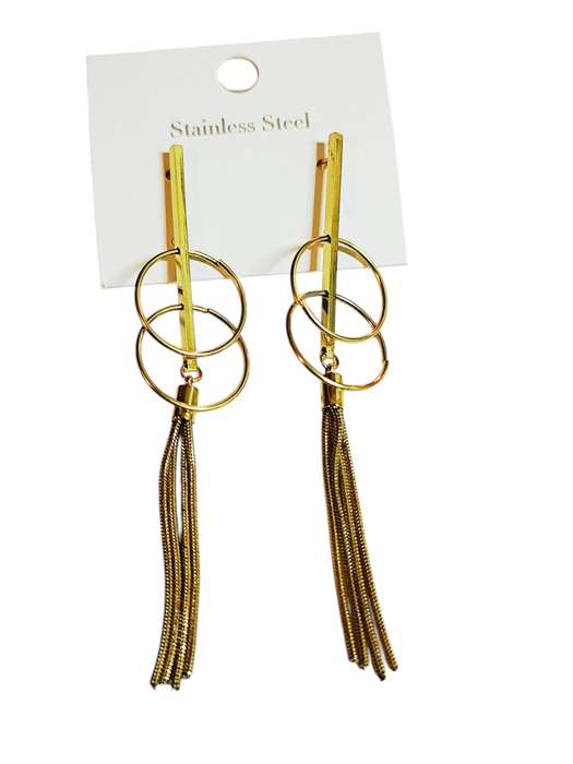 1 Pair Gold earrings, Stainless Steel, 102mm