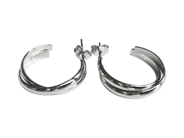 Stainless Steel Curved Earring, 22mm