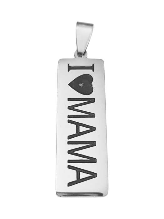 I Love Mama Pendant in stainless steel, 35mm excl bail