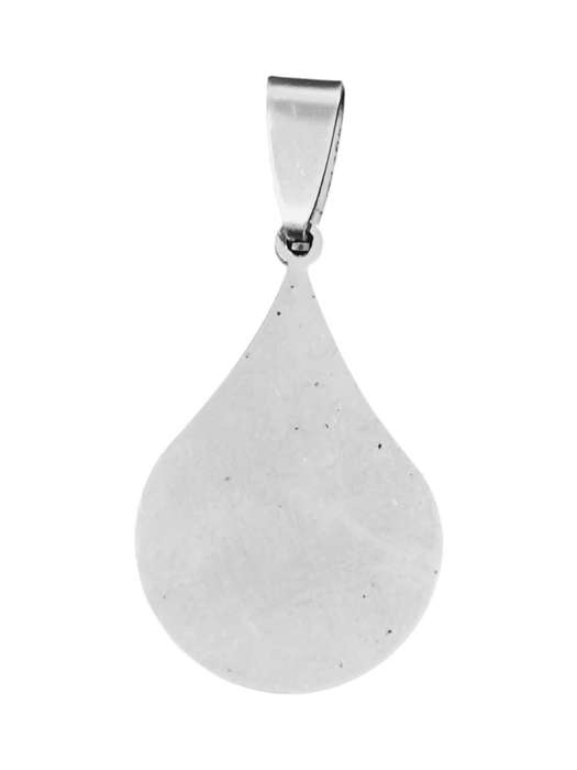 Droplet Shape Tag Pendant in stainless steel, 28x17mm