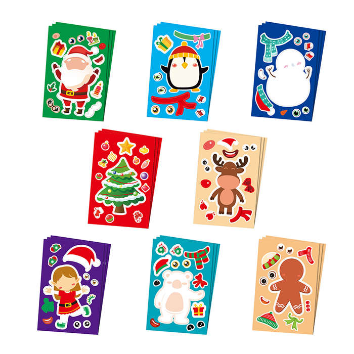 24 Sheets Christmas DIY Face Stickers For Kids