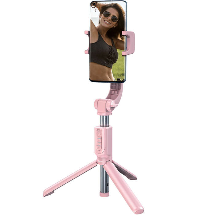 Baseus Lovely Portable Wireless 4 Button Folding Stand Selfie Stabilizer - Pink
