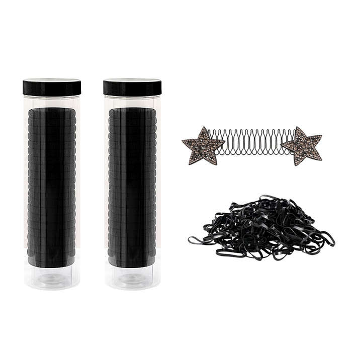 Bigfive Seamless Microfiber Elastics Hair Ties With Hair Stretchable Clip - Black