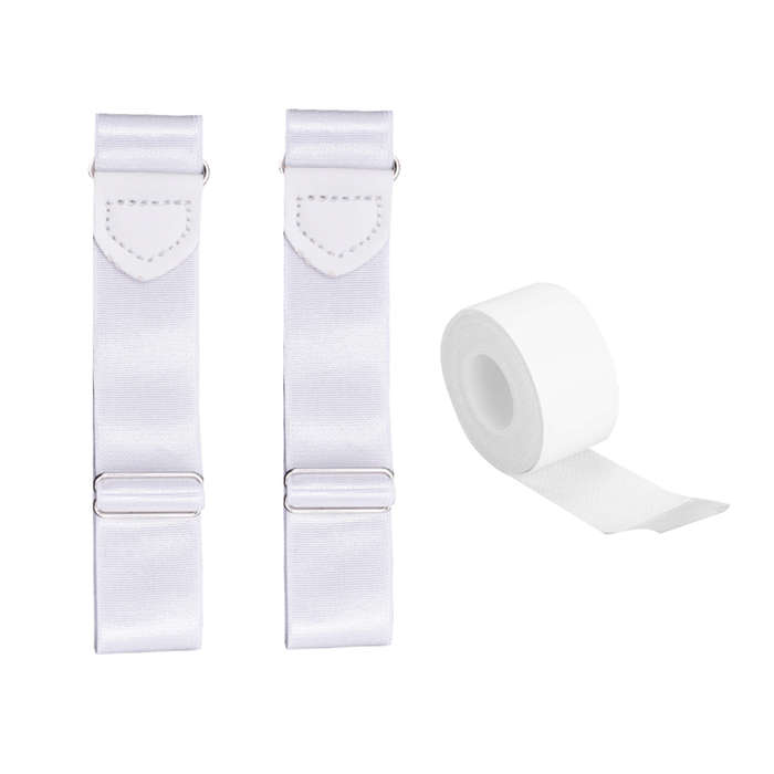 Sleeve Garters Elastic Armband With Collar Protectors - White