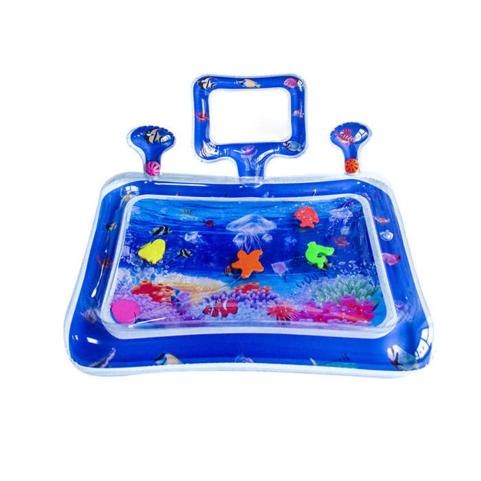 kids Inflatable Tummy Time Premium Water Mat With Mirror - Jellyfish
