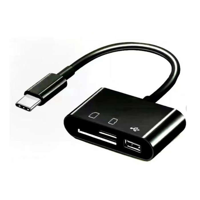 Type-C OTG 3-in-1 Card Reader  USB 2.0 SD/MicroSD/TF Card Adapter for Android, MacBook, Laptop...